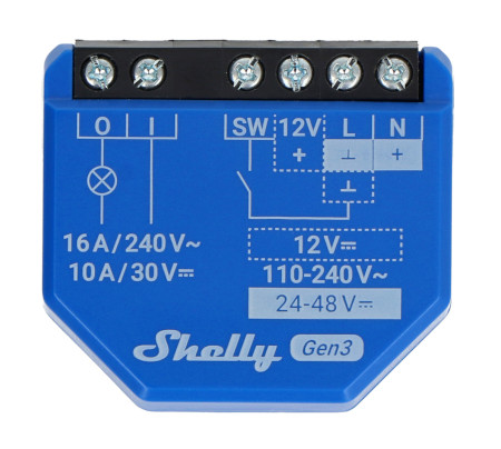 Shelly 1 Gen3 - 1-kanałowy przekaźnik dopuszkowy / sterownik - WiFi / Bluetooth - aplikacja Android / iOS - 4 szt.