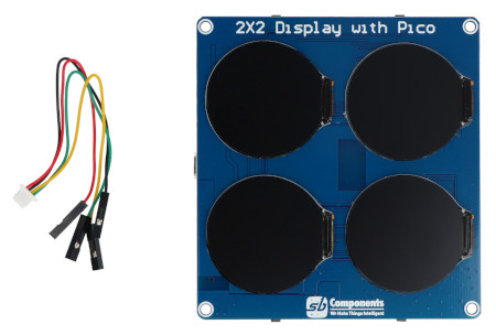 Moduł 4 okrągłych wyświetlaczy IPS TFT 1,28" 240 x 240 px - Raspberry Pi Pico W, RTC, BME280 - SB Components SKU30286