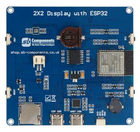 Moduł 4 okrągłych wyświetlaczy IPS TFT 1,28" 240 x 240 px - ESP32 S3 WROOM-1, RTC, BME280 - SB Components SKU30309