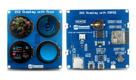 Moduł 4 okrągłych wyświetlaczy IPS TFT 1,28" 240 x 240 px - ESP32 S3 WROOM-1, RTC, BME280 - SB Components SKU30309