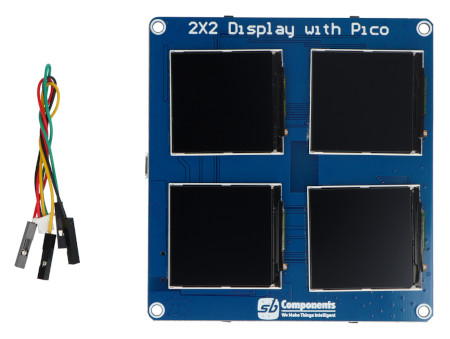 Moduł 4 kwadratowych wyświetlaczy IPS TFT 1,54'' 240 x 240 px - Raspberry Pi Pico W, RTC, BME280 - SB Components SKU30293