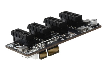 4-kanałowy ekspander PCIe Gen 2 x1 do Raspberry Pi CM4 - bez sterowników - Waveshare 21364