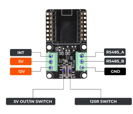 Konwerter UART - RS485 TP8485E - 5 V / 12 V - nakładka do Seed Xiao i QT Py - Seeedstudio 113991354