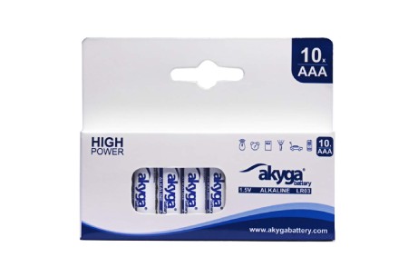 Bateria AAA (LR03) alkaliczna Zn-MnO2 - 1,5 V / 1300 mAh - Akyga AKY1970 - kartonik - 10 szt.