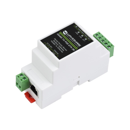 Konwerter RS485 do Ethernet z PoE - przemysłowy serwer portu szeregowego TCP / IP - szyna DIN - Waveshare 23273