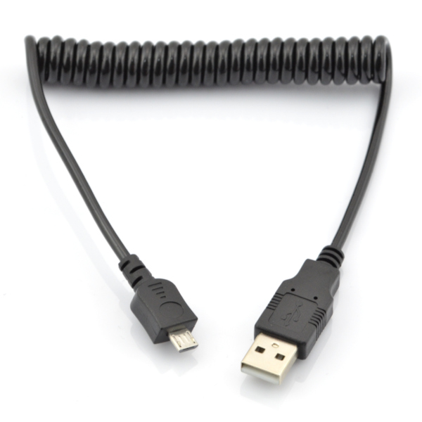 Przewód microUSB B-A spiralny Goobay - 1m