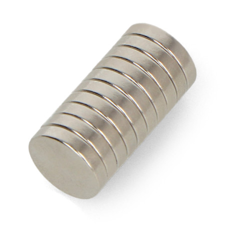 Magnes neodymowy okrągły N42 / Ni + Cu + Ni - 10 x 2 mm - 10 szt