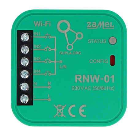 Zamel Supla RNW-01 - interfejs 4-wejść 230 V AC - WiFi - aplikacja Android / iOS