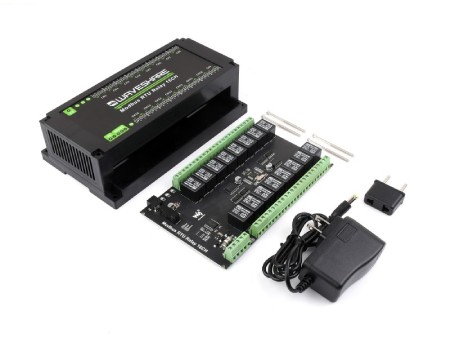 Moduł przekaźników 16 kanałów z optoizolacją - styki 10 A / 250 V AC / 30 V DC - cewka 5 V - Modbus RS485 - Waveshare 24921