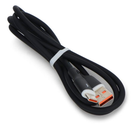 Przewód obsługuje standard USB 2.0, umożliwiając transfer danych z prędkością do 480 Mb/s oraz ładowanie urządzeń z mocą do
