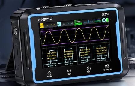 Oscyloskop przenośny FNIRSI 2C53P 3w1 z mutimetrem i generatorem sygnału 50 MHz 2 kanały